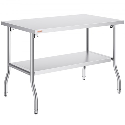 Saliekams komerciāls sagatavošanas galds 122 x 76 cm no nerūsējošā tērauda ar apakšējo plauktu