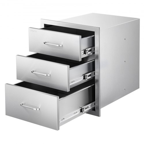 Lauko virtuvės stalčiai, 18,11" W x 23,23" D x 23,23" H, nerūdijančio plieno BBQ stalčiai su rankenomis, triguba prieiga