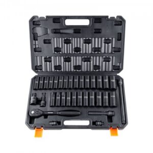 33-osaline löökpesade komplekt, 1/2" ajam, SAE 3/8"-1" ja meetrilised 10–24 mm, 6-kandilised Cr-V legeerterasest