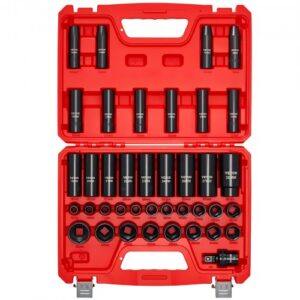 13 mm veoga löökmutrivõtmete komplekt, 39 osaline, 6-kant sügavad ja madalad padrunid, mõõdud 9–30 mm, Cr-V teras