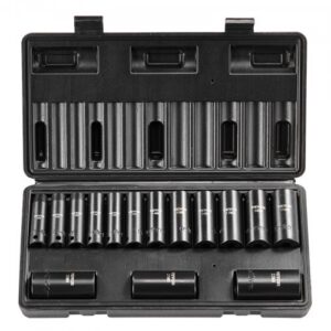 10 mm löökpadrunite komplekt, 15-osaline sügav padrunite komplekt, meetermõõdustik 8–22 mm, 6-kant, Cr-Mo legeerteras
