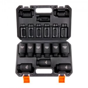 13 mm löökpadrunite komplekt, 9-osaline sügav padrunite komplekt, 29–38 mm, 6-kantne Cr-Mo legeerteras