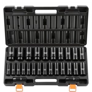 Trieciena uzgaļu komplekts, 26 daļas, sešstūra uzgaļi, metriiski 10-30 mm un 32-36 mm, Cr-V leģēts tērauds