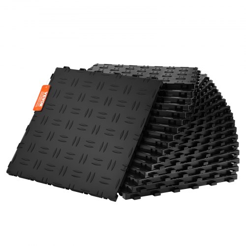 Lukittuvat autotallilaatat, 25 kpl, 305 x 305 x 13,4 mm, mustat