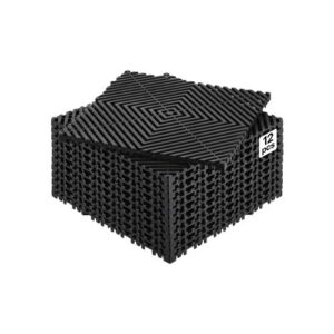 Lukustuv äravoolumatt, 12 tk, 31 x 31 cm, must PP