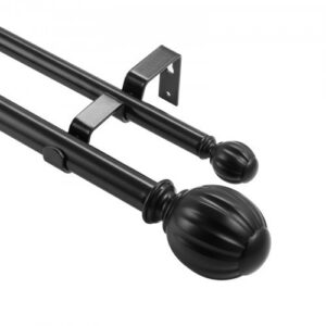 Dvigubas užuolaidų strypas , reguliuojamas ilgis 92-183 cm, juodas