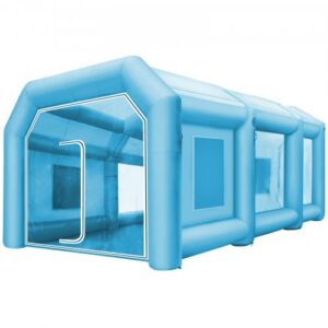 Inflatsioonitelk, 8 x 4,5 x 3 m pihustuskabiini telk, 210D Oxford kangas, 2 puhuri abil