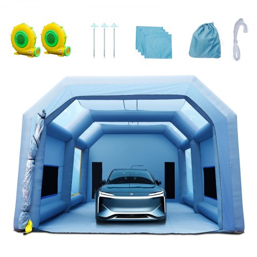 Pripučiama dažymo kabina automobiliui, 10 x 6 x 4 m, filtravimo sistema, 2 pūstuvai