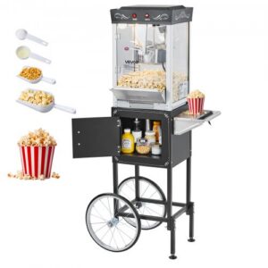 Popcornimasin käruga, 0,2 kg, 800 W, must
