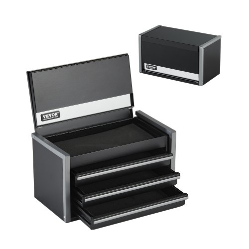 Metalinis įrankių dėžės organizatorius, 218,4 x 118 x 120 mm, 3 stalčiai, juodas