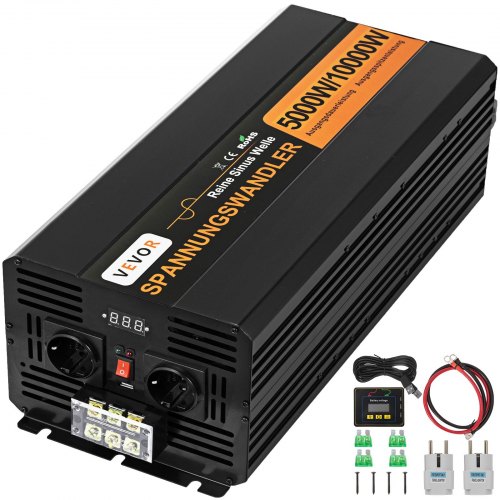 Puhtaan siniaallon tehoinvertteri 5000 W 24 V DC - 230 V AC, 50 Hz, huipputeho 10000 W
