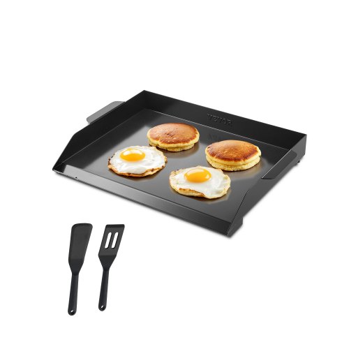Hiiliteräksinen grillauslevy, 502 x 370 mm, universaali tasainen suorakulmainen levy, musta