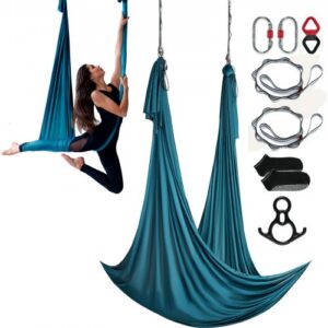 Aerial siidist ja jooga kiik, 10 x 2,8 m, joogakiige komplekt, 100 g/m² nailonkangaga, roheline