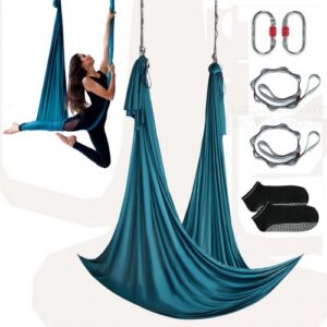 Aerial yoga võrkkiik ja kiik, 5,0 x 2,8 m, 100 g/m² nailon, roheline