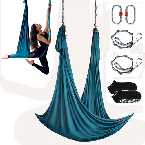 Aerial yoga šūpoles un hamaks, 5,0 x 2,8 m, 100 g/m² neilons, zaļš