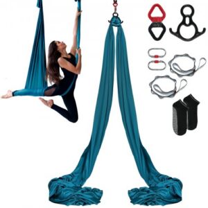 Aerial silk ja jooga kiik, 8,2 m, jooga võrkkiige komplekt, 100 g/m² nailonkangas, roheline