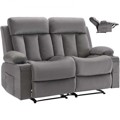 Elektrinė dvivietė atlošiama sofa A1505-2DLR, aksominis audinys, pilka, 90 x 166 x 87 cm