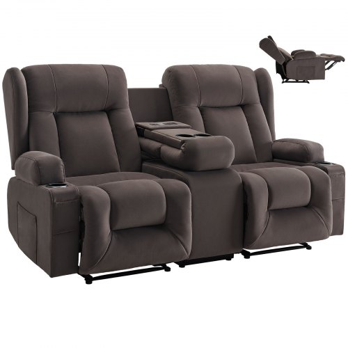 Elektrinė dvivietė poilsio sofa su šildymu, masažu, centrine konsole, USB ir puodelių laikikliais