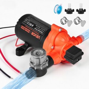 12 V alalisvooluga RV veepump, 15,1 l/min, 3-kambriline isetäituv membraanpump automaatse rõhulülitiga