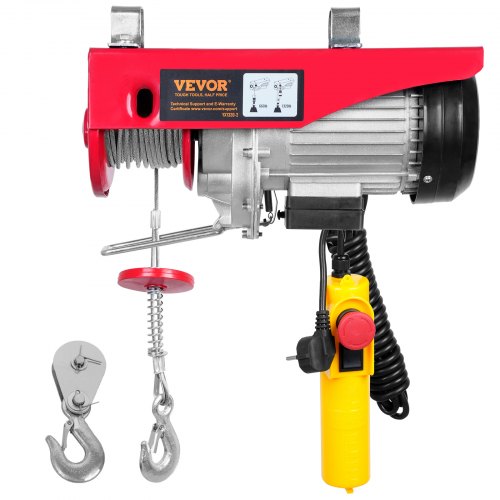 Elektriskais troses pacēlājs ar 600 kg celtspēju, 1150 W, 220 V, 4 mm tērauda trosi, 427 cm vadu pulti