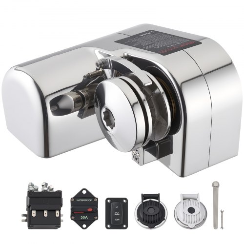 Horizontāla makšķerēšanas enkura vinča, 12 V DC, 600 W, 316 nerūsējošais tērauds, laivām 7-9 m