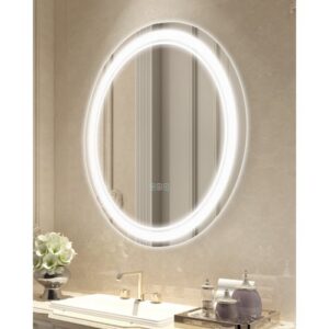 LED vonios veidrodis MRH, apvalus, 60 cm, su priekiniu ir galiniu apšvietimu, tvirtinamas prie sienos