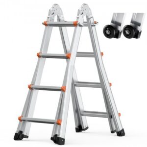 Teleskopinės A rėmo kopėčios, 4670 mm aliumininės, daugiafunkcės, sulankstomos, modelis KMP404D