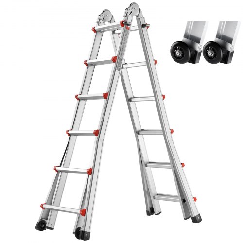 Aliuminės teleskopinės kopėčios A rėmas, 6230 mm, daugiafunkcės, 149,7 kg, KMP406C