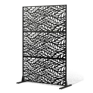 Metallinen näkösuoja, 120 x 50,8 x 183 cm, 3-osainen, vapaasti seisova, musta