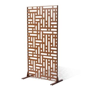 Metallinen näkösuoja, 3-osainen, 120 x 50,8 x 193 cm, ruskea
