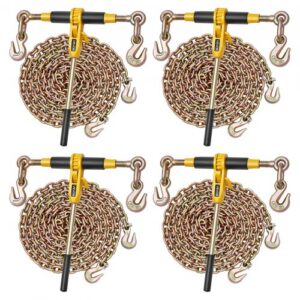 Ratsķēdes spriegotāja komplekts, G80 ķēdes 8 mm x 3,9 m, 3629 kg darba slodze, 4 komplekti