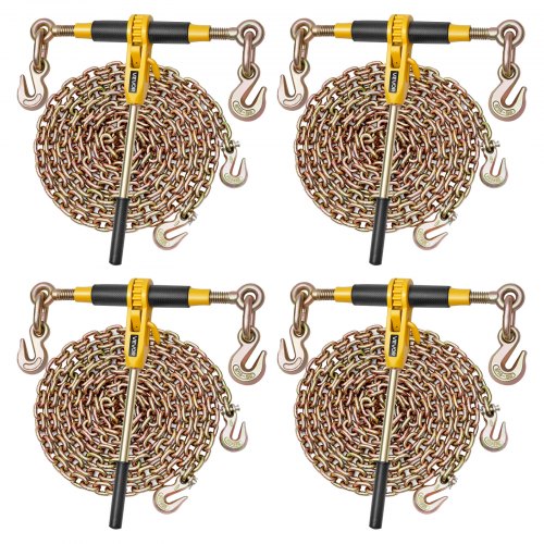 Ratsķēdes spriegotāja komplekts, G80 ķēdes 8 mm x 3,9 m, 3629 kg darba slodze, 4 komplekti