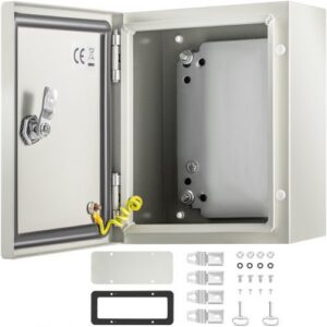 NEMA tērauda elektriskais skapis, 25 x 20 x 15 cm, NEMA 4X, IP66, ar montāžas plāksni
