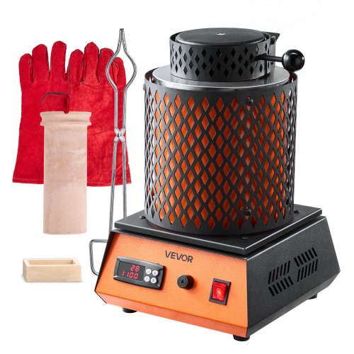 Sähköinen sulatusuuni, 1350 W, 1150 °C, 3 kg keramiikkatiigli