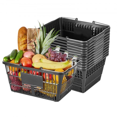 12 gab. 21 l saliekami PE plastmasas iepirkumu grozi ar rokturiem, melni