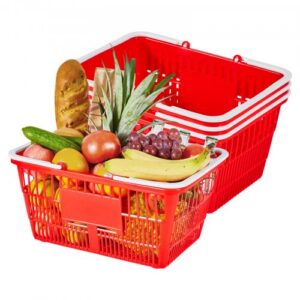 4-osaline 21 l virnastatav plastist ostukorv, punane