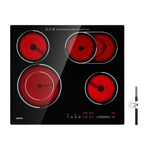 Elektrinė kaitlentė 60 cm, 4 degikliai, 6600 W, 220 V, keraminė, įmontuojama