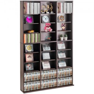 Mediju glabāšanas skapis, 9 līmeņu DVD plaukts, 27 nodalījumi, espresso