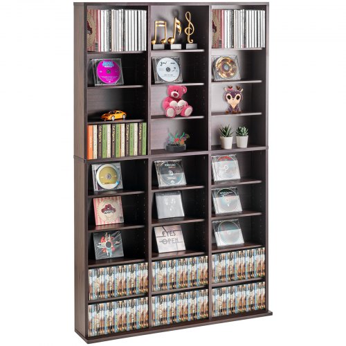 Mediju glabāšanas skapis, 9 līmeņu DVD plaukts, 27 nodalījumi, espresso