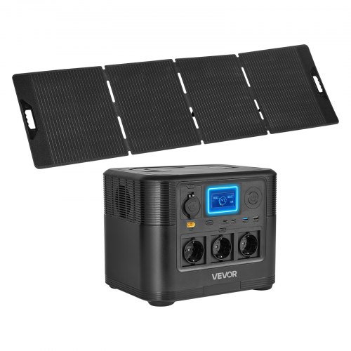 Kannettava voimalaitos 200 W aurinkopaneelilla, 1200 W aurinkogeneraattori, 806 Wh LiFePO4-varavirta, 9 ulostuloliitännällä