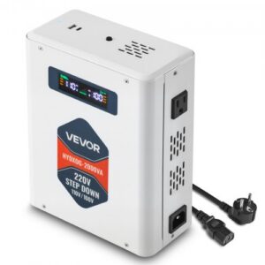 Pinget alandav muundur 2000VA, 220 V kuni 110 V trafo, 2 USA pistikut, USB, LCD