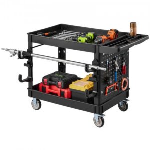 Teeninduskäru JY-BCG, 2 riiulit, must, 114 x 61 x 84 cm, kuni 250 kg