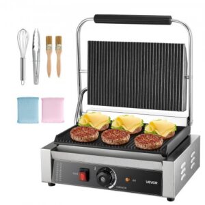 Komercinis panini grilis, 2200 W elektrinis sumuštinių presas, 34 x 23 cm, nerūdijančio plieno