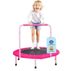 91 cm laste tramboliin, 91 cm kokkupandav mini-tramboliin käepidemega, roosa