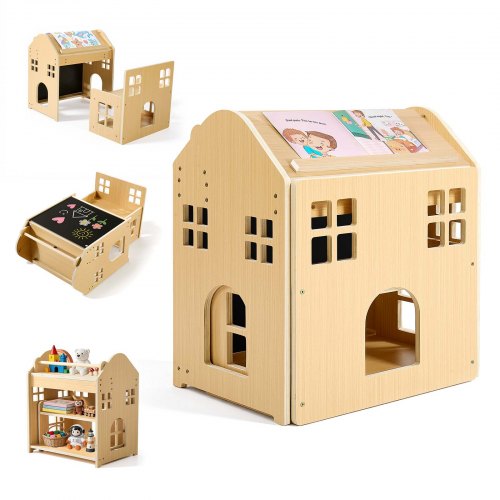 Montessori vieroituspöydän ja tuolin setti lapsille, puinen, 3-in-1, irrotettavalla taululla, ZD-2603