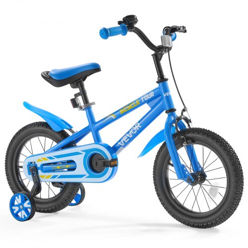 36 cm BMX stiliaus vaikiškas dviratis su pagalbiniais ratukais, mėlynas, modelis TQ1401