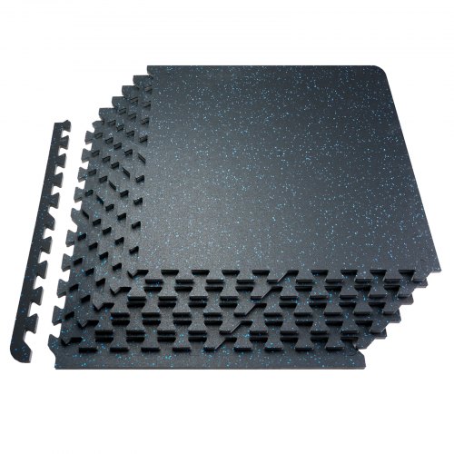Sporto salės grindų kilimėliai, 14 mm storio, 12 vnt., guminis viršus su EVA putomis, 610 x 610 mm