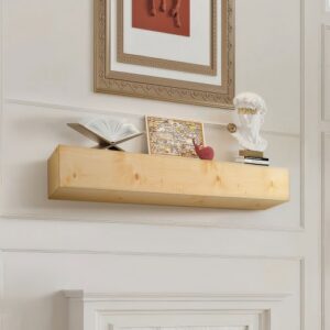Kamina mantel, 183 x 20 x 13 cm, kandevõime kuni 22,7 kg, looduslikust puidust seinariiul