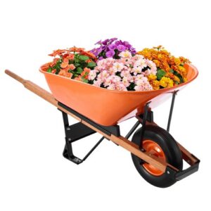 Yksipyöräinen puutarhakärry metallikahvalla, 170 l, 150 kg, WB-007A