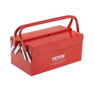 Metallinen työkalulaatikko, 36 cm, 2 tasoa, 3 tarjotinta, siirrettävä, punainen